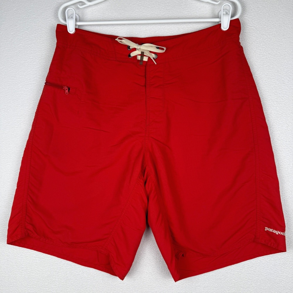 Patagonia Board Shorts Mens 33 Red Wavefarer Nylon Swim Trunks Beach Surf